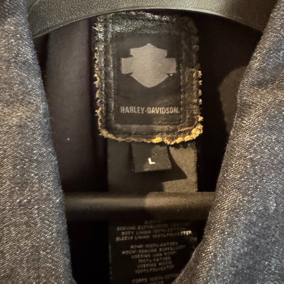 Harley Davidson Distressed Denim & Leather Jacket - Picture 6 of 6